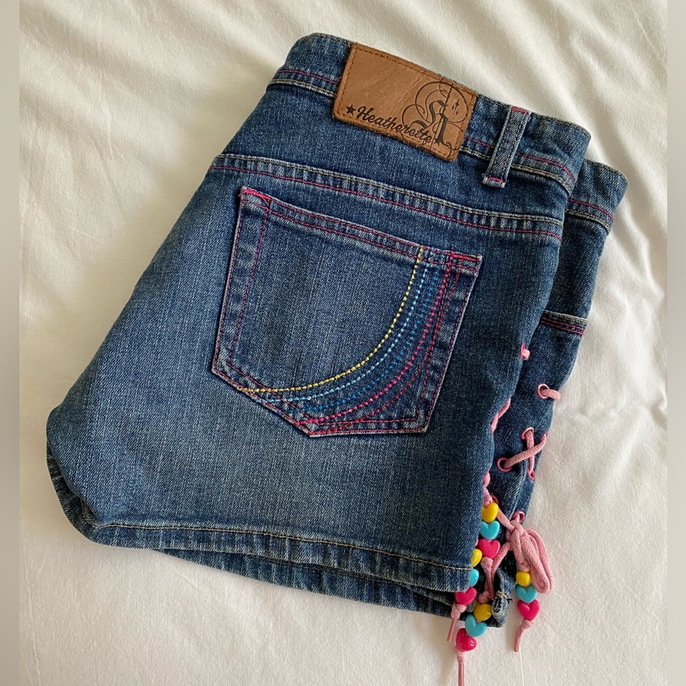 🎀🦄 Unicorn bow laced denim shorts ~ Richerette